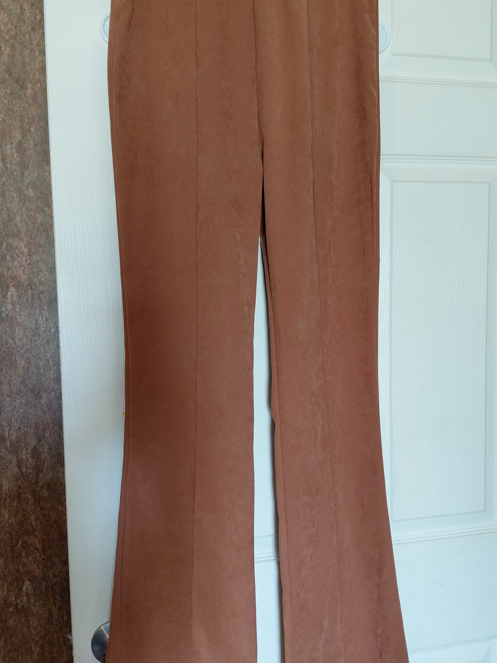 Avenue Chestnut Brown High-Rise Flared Faux Suede Pants
